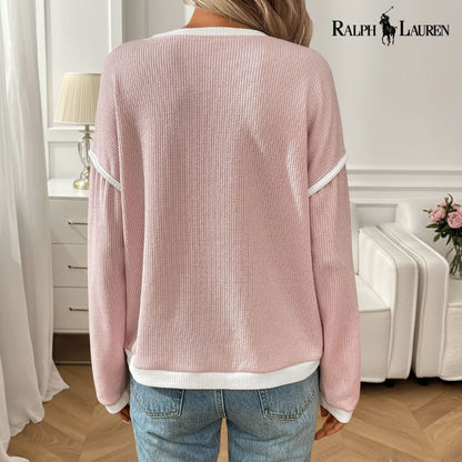 Ꮢalph Lauren™ Våffelstickad Pullover med Kontrastkant 
