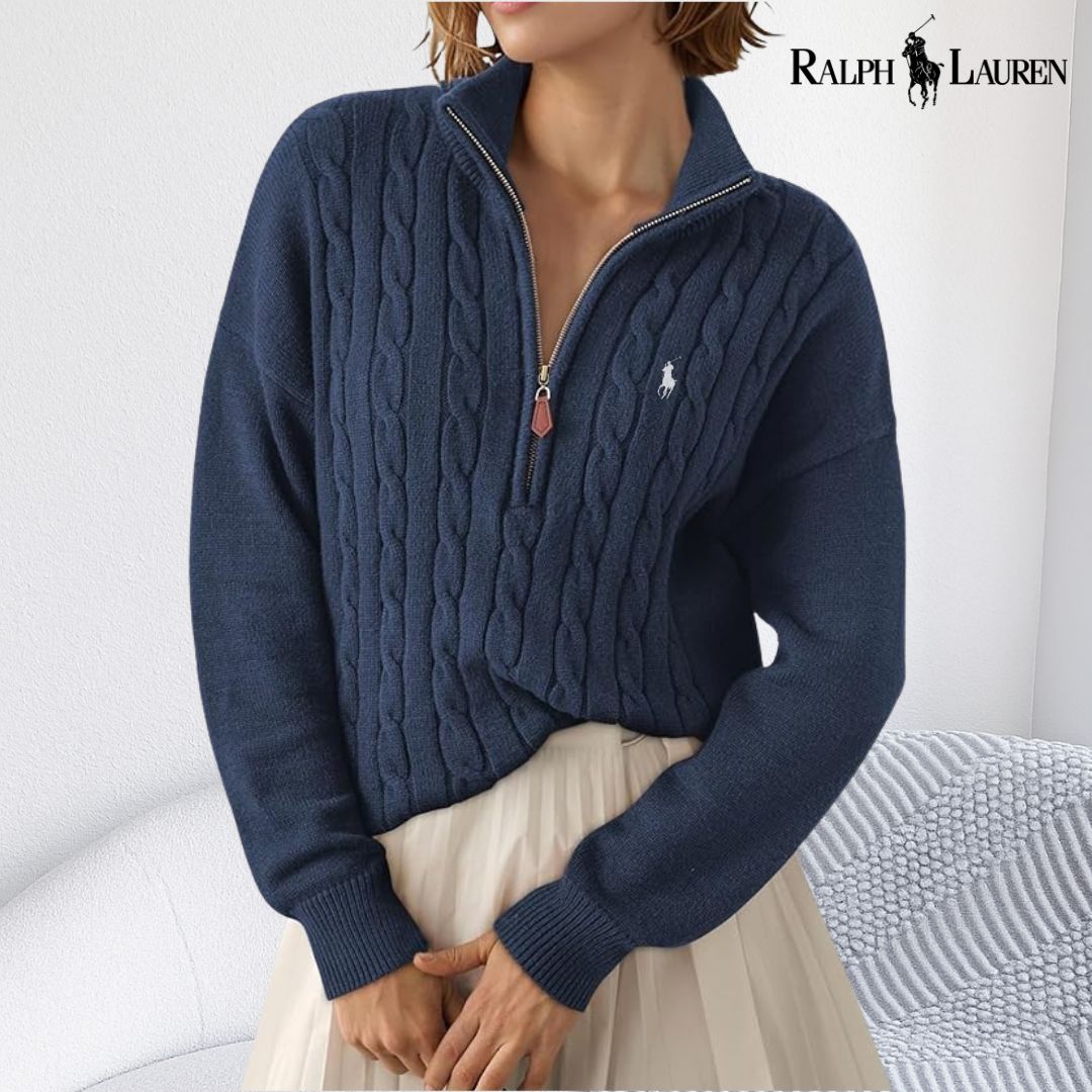 Ꮢalph Lauren™ Kabelstickad Pullover med Halv-Zip 