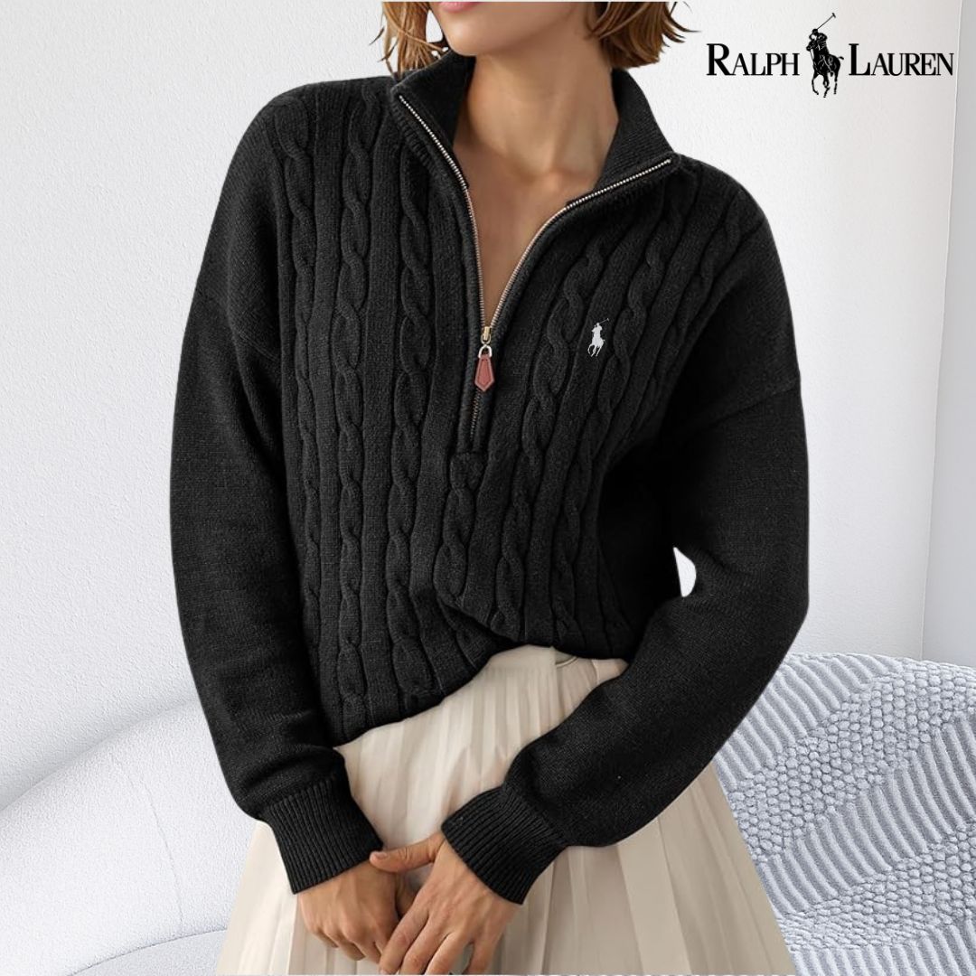 Ꮢalph Lauren™ Kabelstickad Pullover med Halv-Zip 