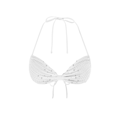 Ophelia Hand Embroidered Summer Bikini Top White